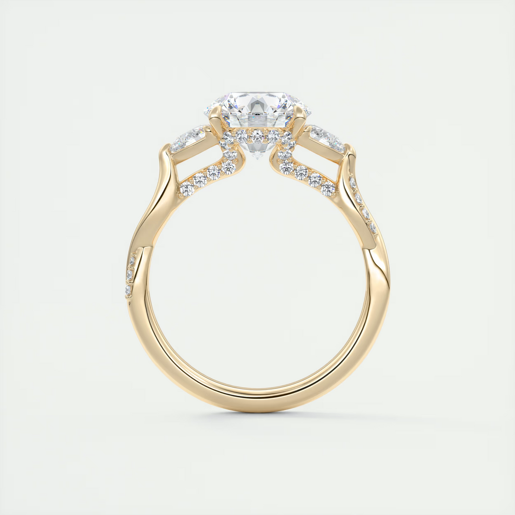 2 Carat Round Solitaire Engagement Ring with Twisted Pavé Band