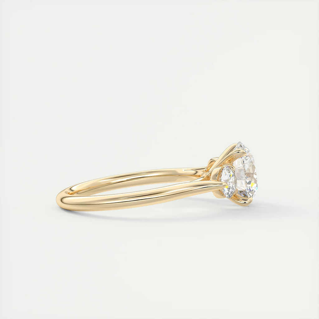 2 Carat Round Cathedral Three-Stone Engagement Ring
