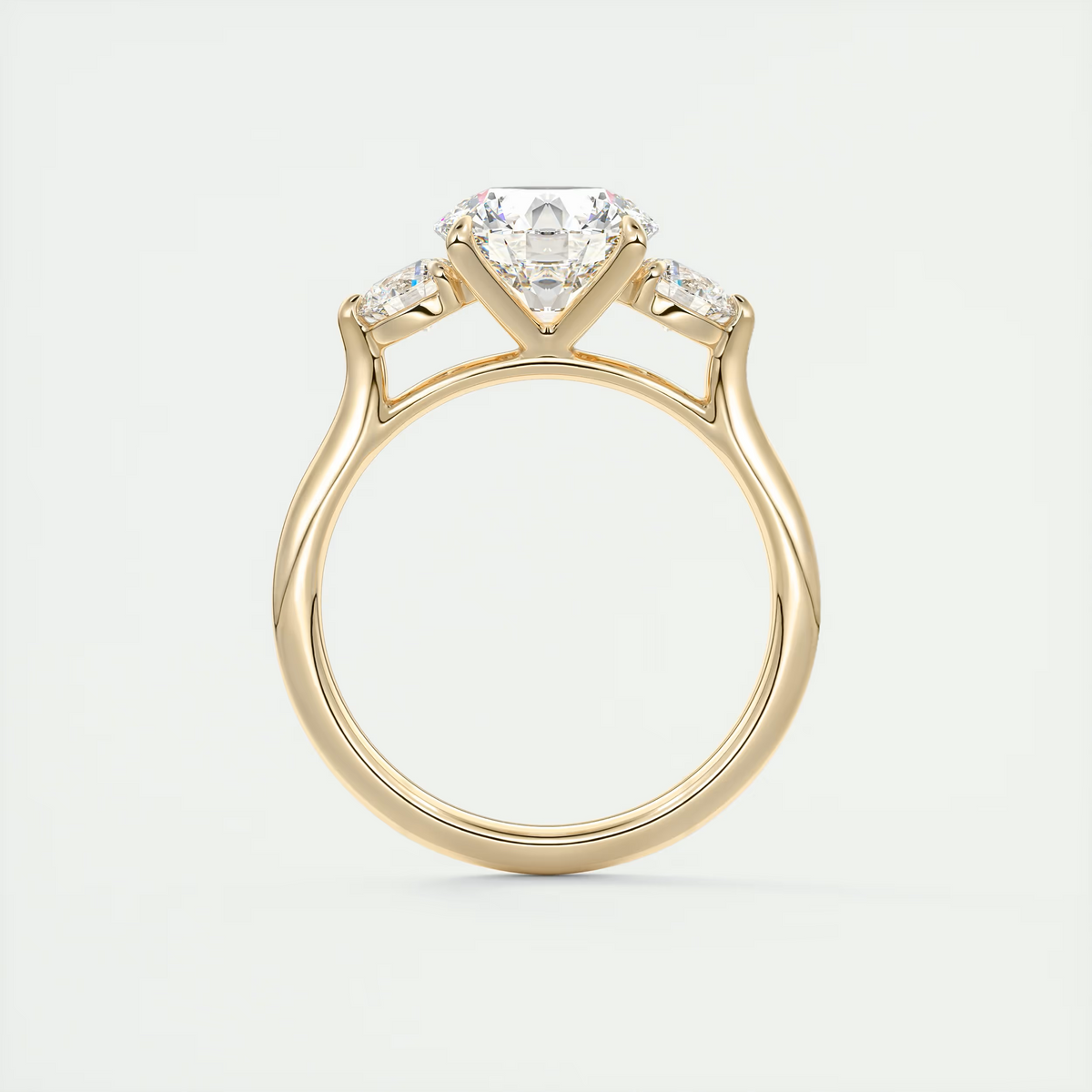 2 Carat Round Cathedral Three-Stone Engagement Ring