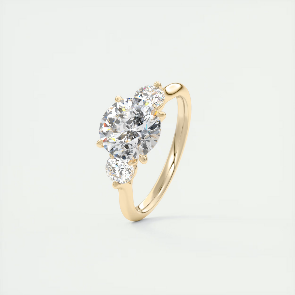 2 Carat Round Cathedral Three-Stone Engagement Ring