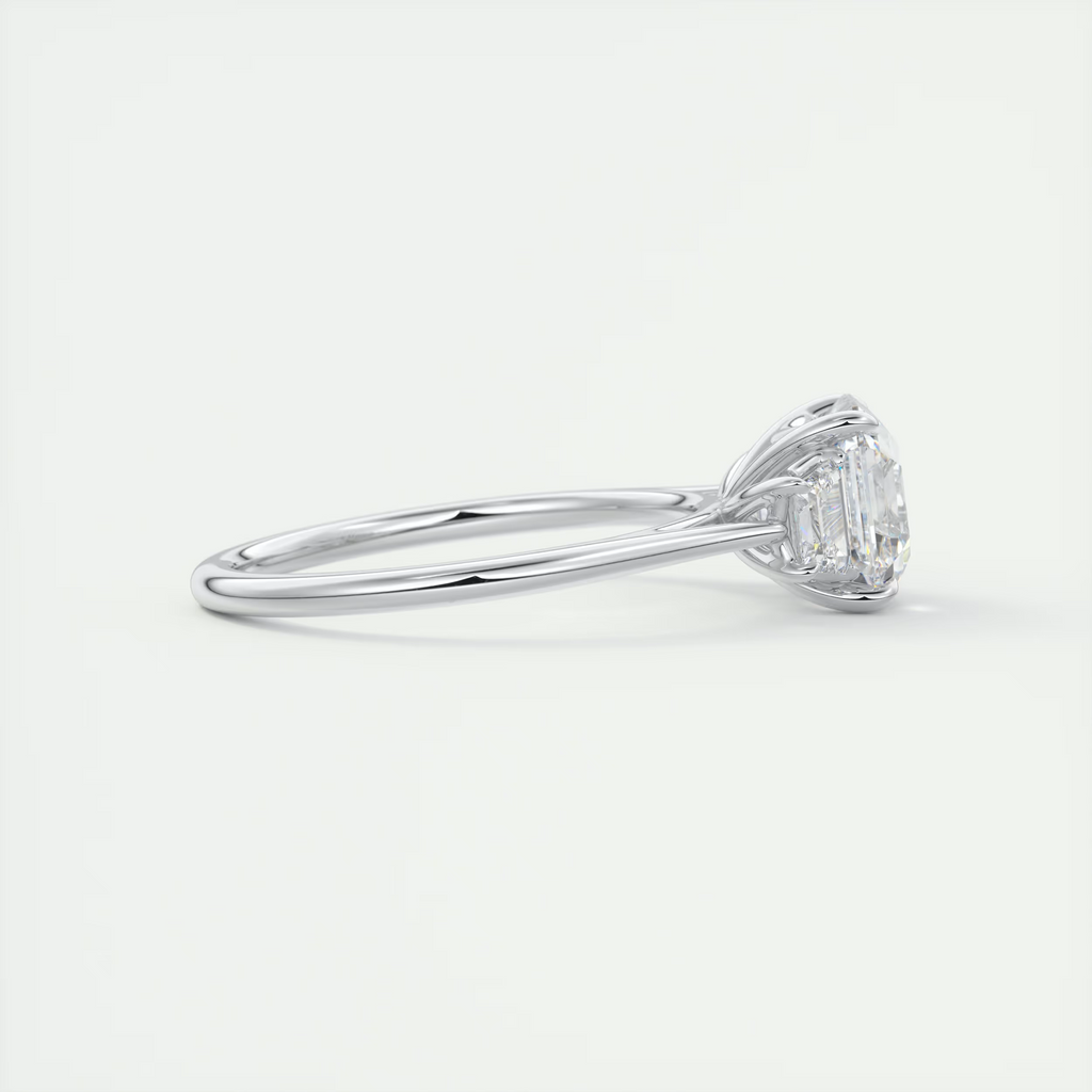 2 Carat Asscher Trapezoid Three-Stone Engagement Ring