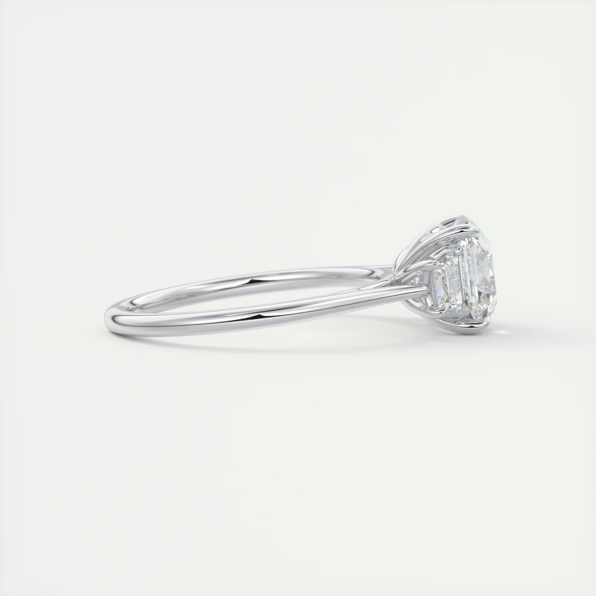 2 Carat Asscher Trapezoid Three-Stone Engagement Ring