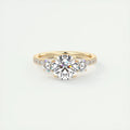2 Carat Round Floral Three-Stone Engagement Ring – 1.8mm French Set Pavé