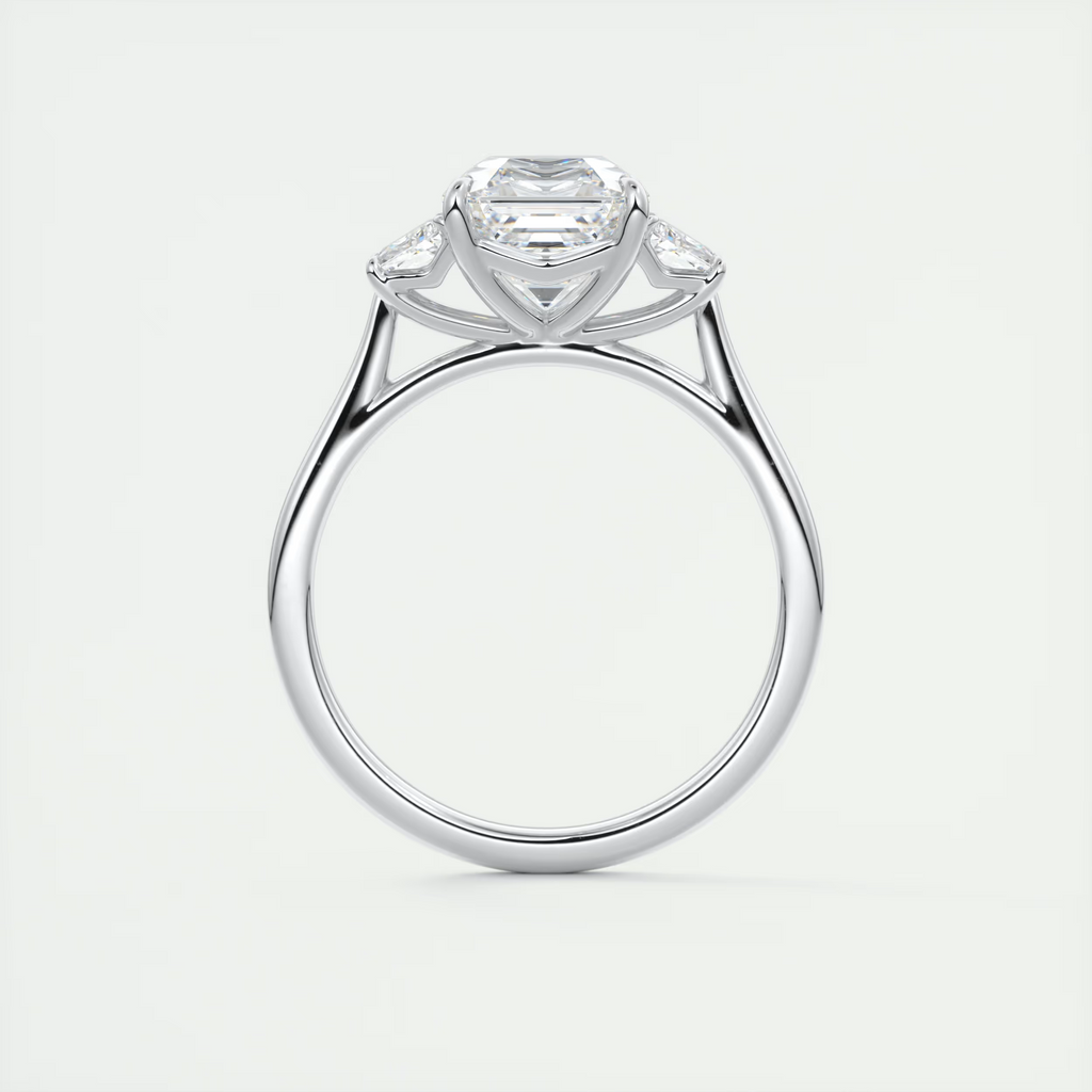 2 Carat Asscher Trapezoid Three-Stone Engagement Ring