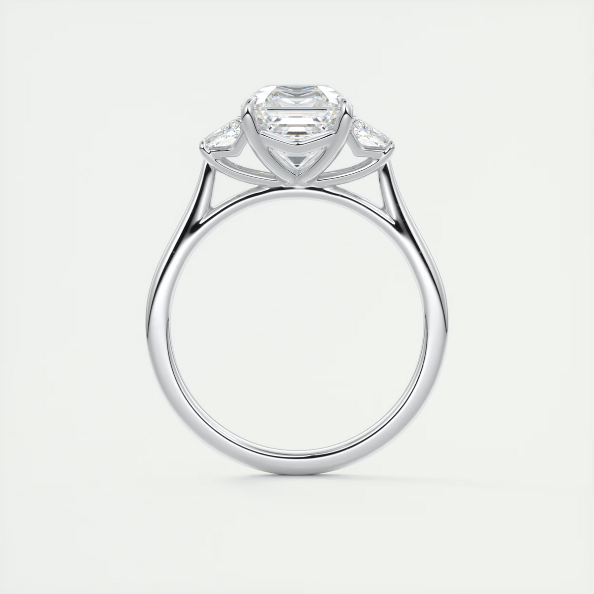 2 Carat Asscher Trapezoid Three-Stone Engagement Ring