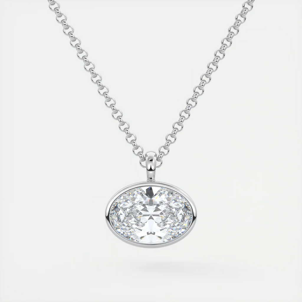 1.5 ct Oval Bezel Set Pendant Necklace