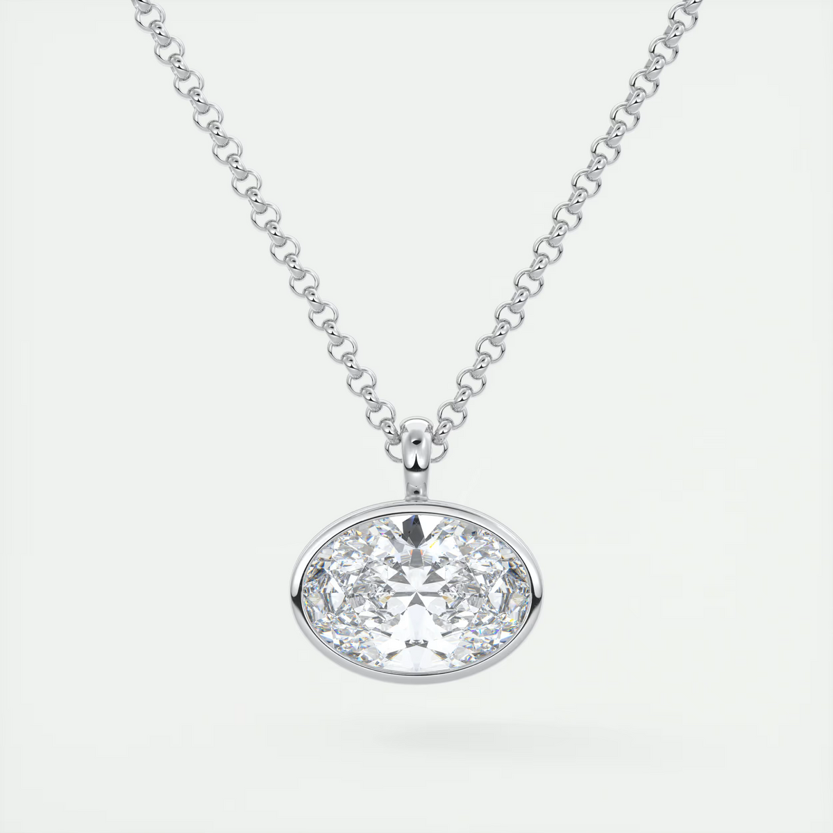 1.5 ct Oval Bezel Set Pendant Necklace