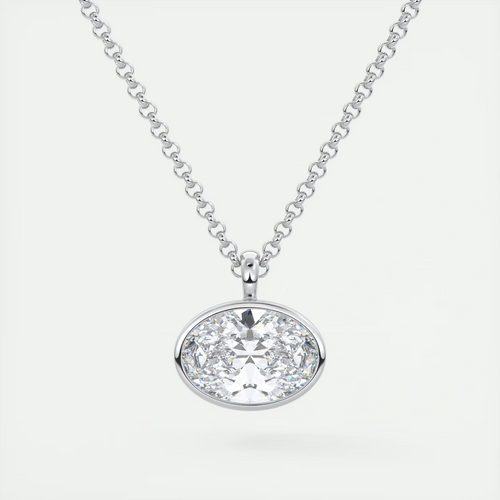 1.5 ct Oval Bezel Set Pendant Necklace