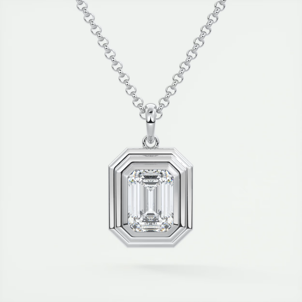 1.5 ct Emerald Bezel Set Pendant Necklace