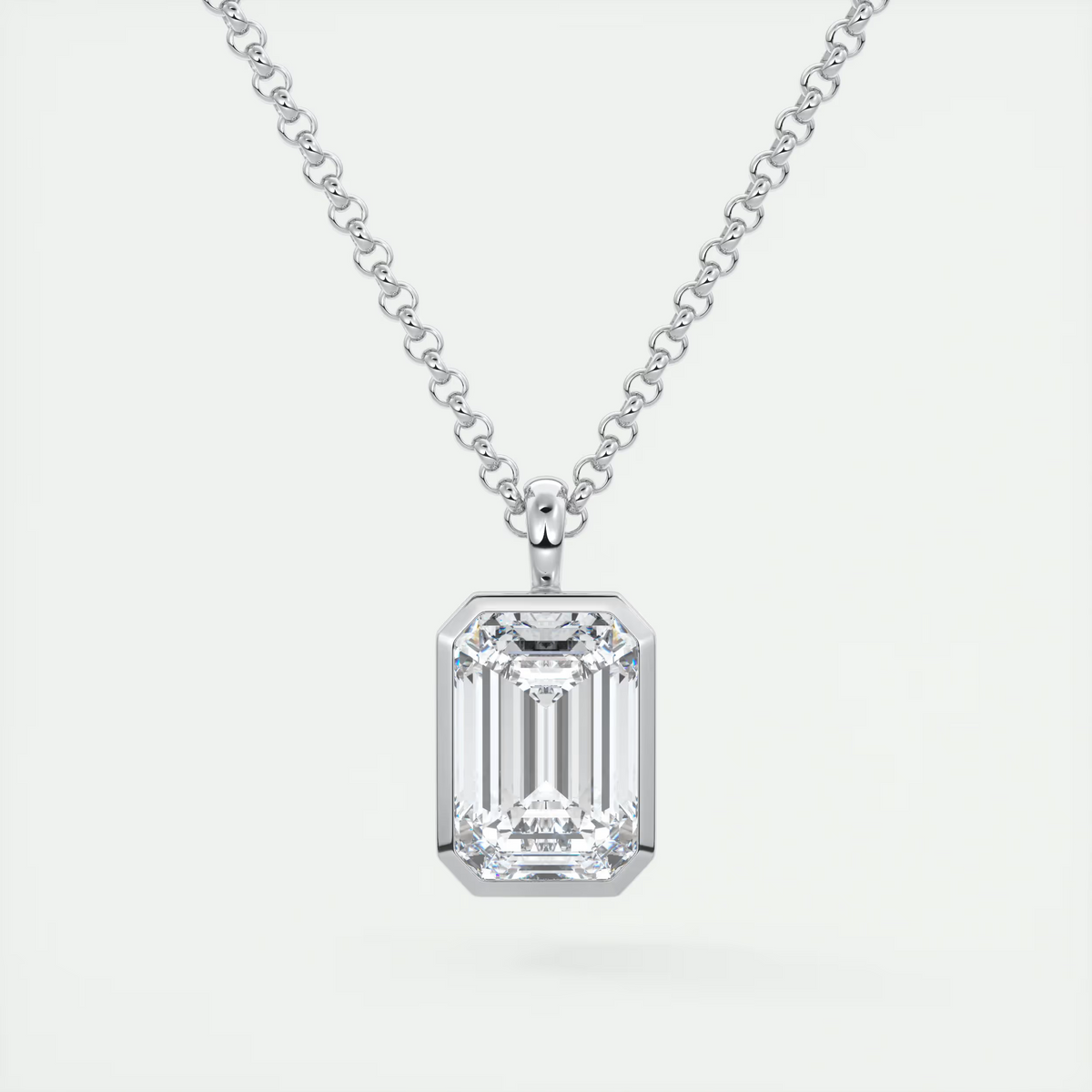 1.5 ct Emerald Bezel Set Pendant Necklace