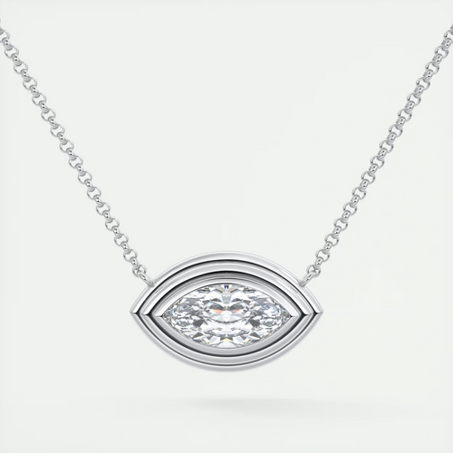 1.5 ct Marquise Bezel Set Pendant Necklace