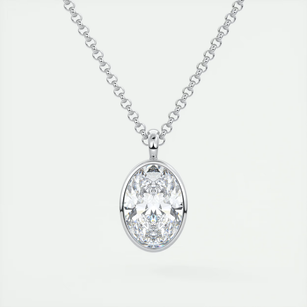 1.5 ct Oval Bezel Set Pendant Necklace