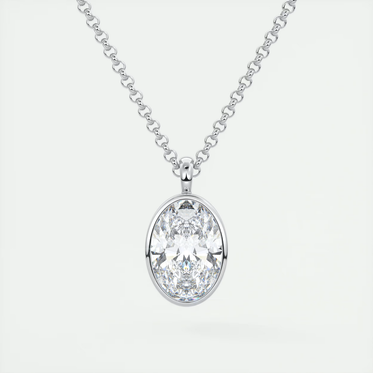 1.5 ct Oval Bezel Set Pendant Necklace