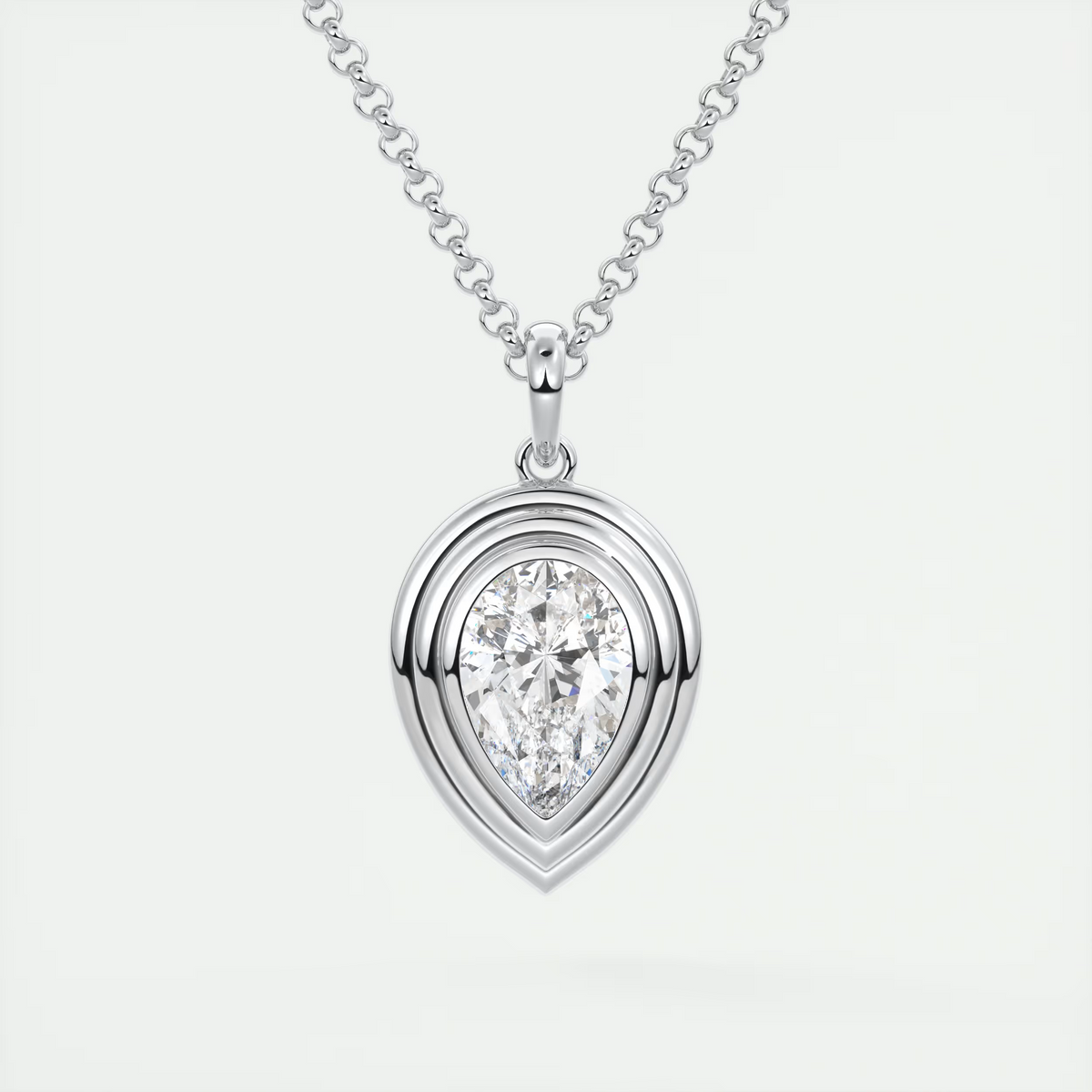 1.5 ct Pear Bezel Set Pendant Necklace