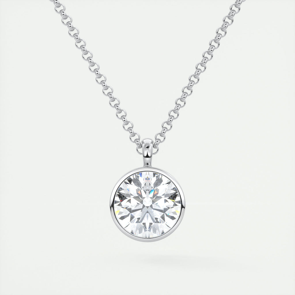 1.5 ct Round Bezel Set Pendant Necklace