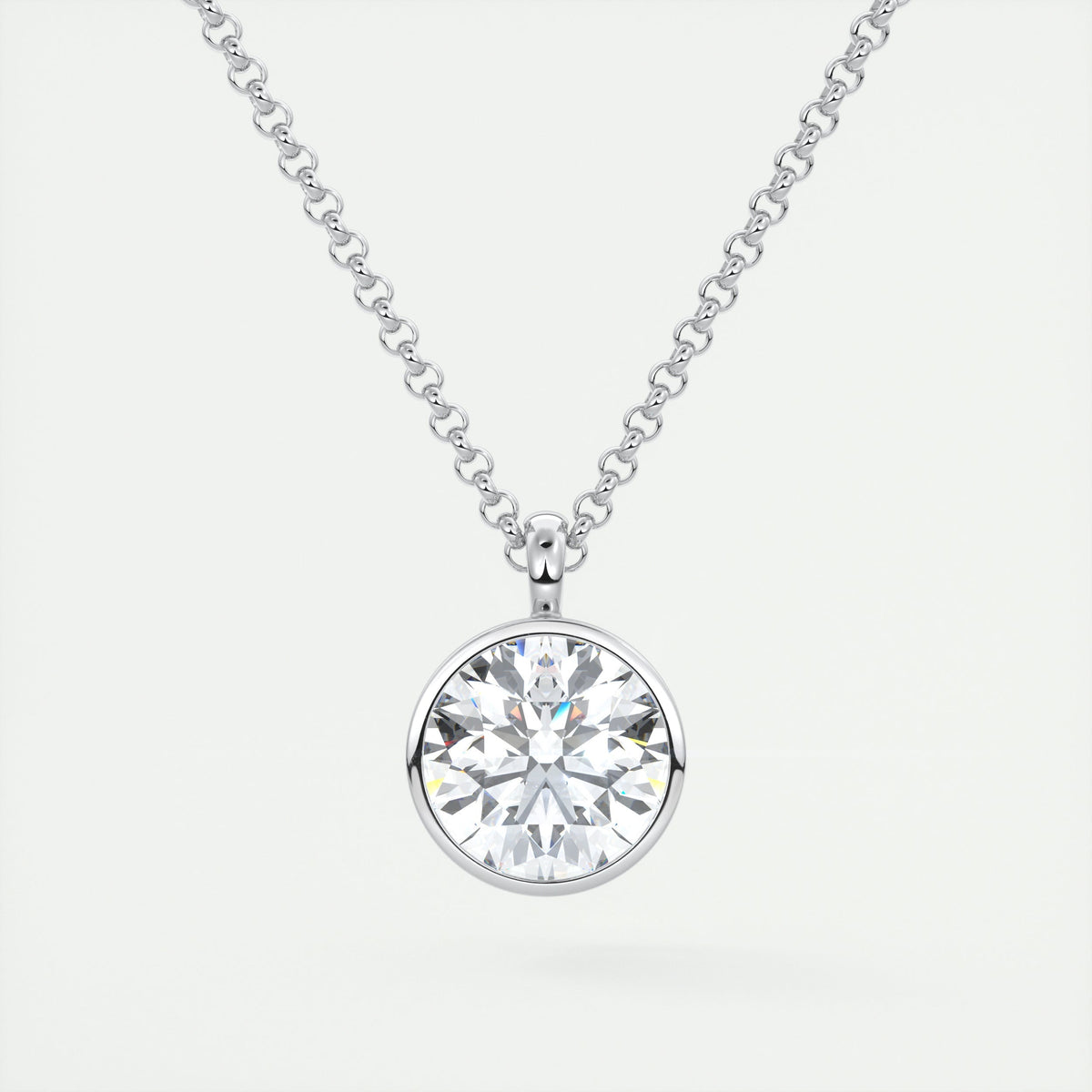 1.5 ct Round Bezel Set Pendant Necklace