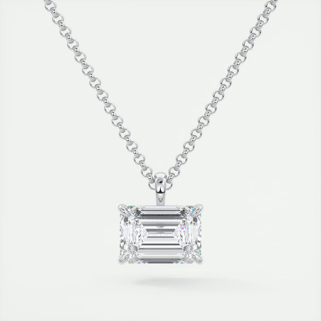 1.5 ct Emerald Prong Set Pendant Necklace