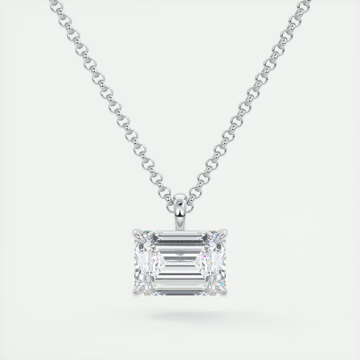 1.5 ct Emerald Prong Set Pendant Necklace