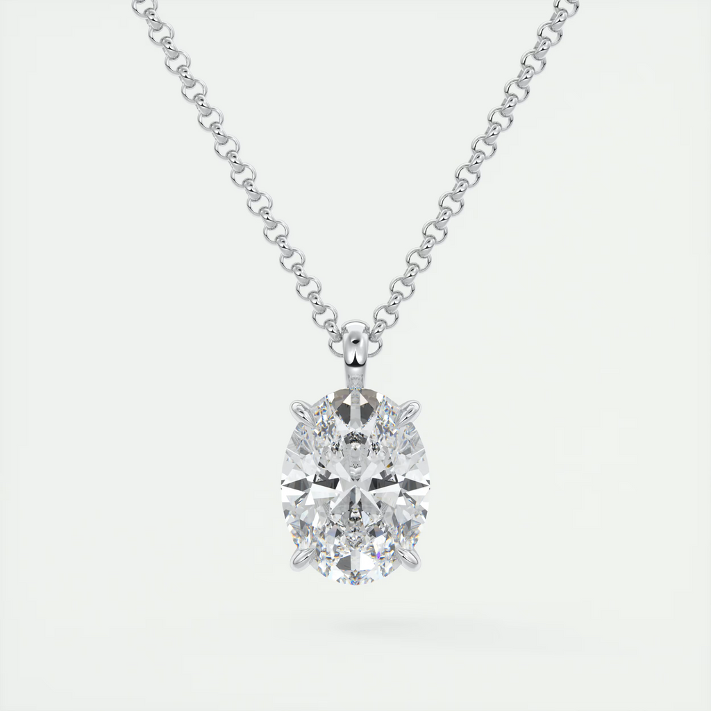 1.5 ct Oval Prong Set Pendant Necklace