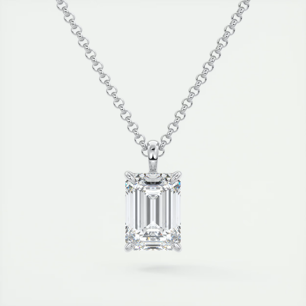 1.5 ct Emerald Prong Set Pendant Necklace
