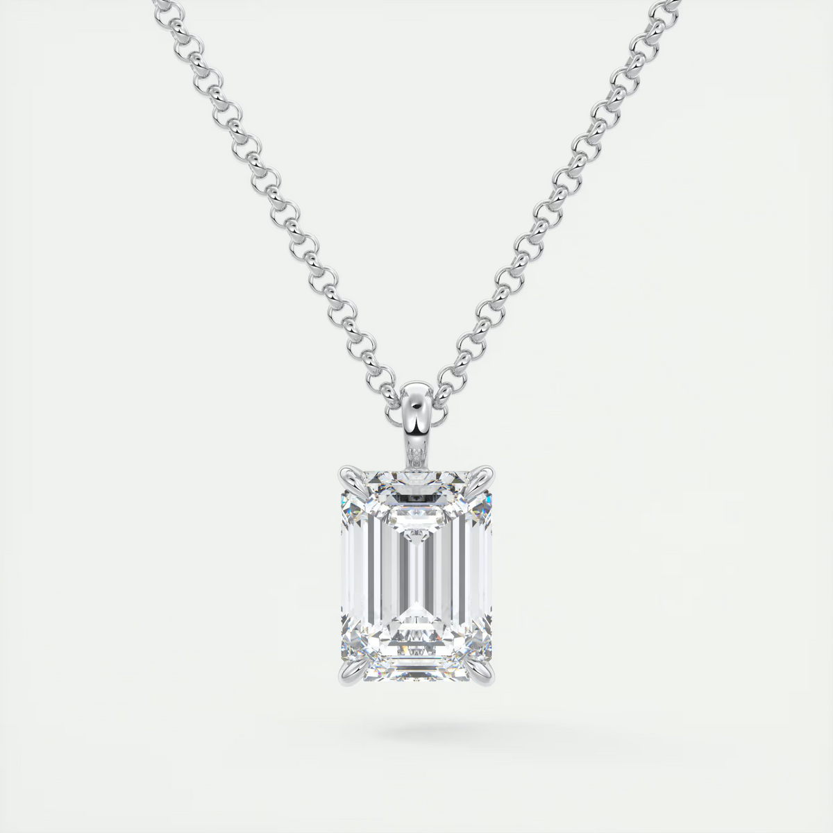 1.5 ct Emerald Prong Set Pendant Necklace