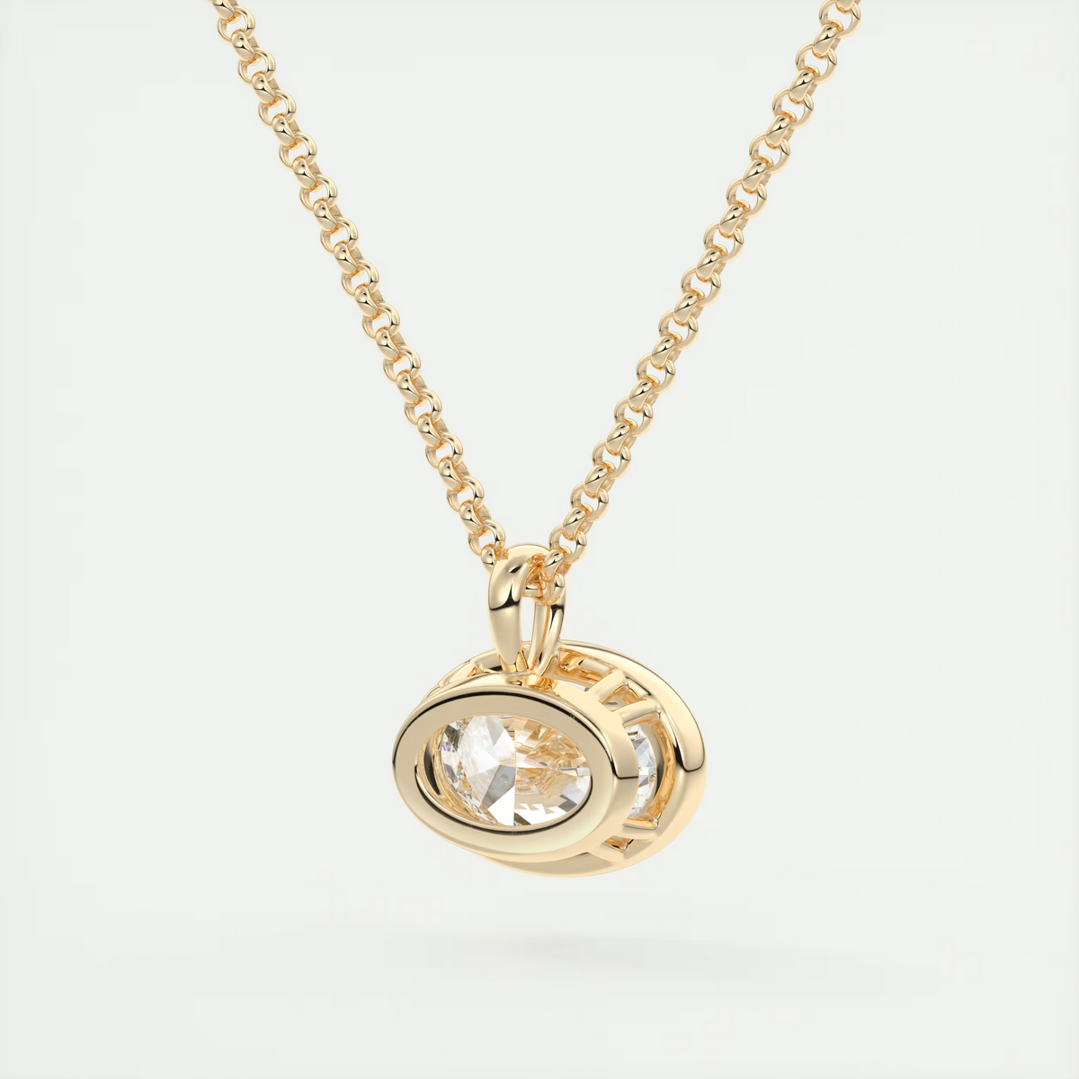 1.5 ct Oval Bezel Set Pendant Necklace