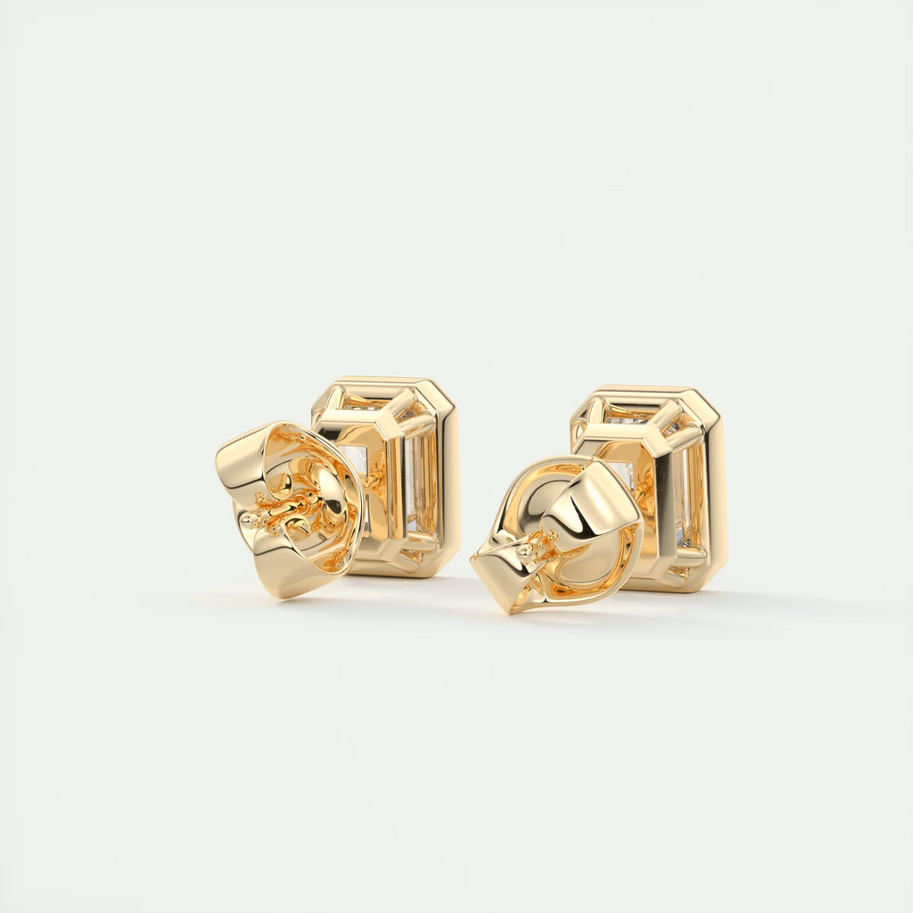 2 ct Emerald Bezel Set Diamond Studs