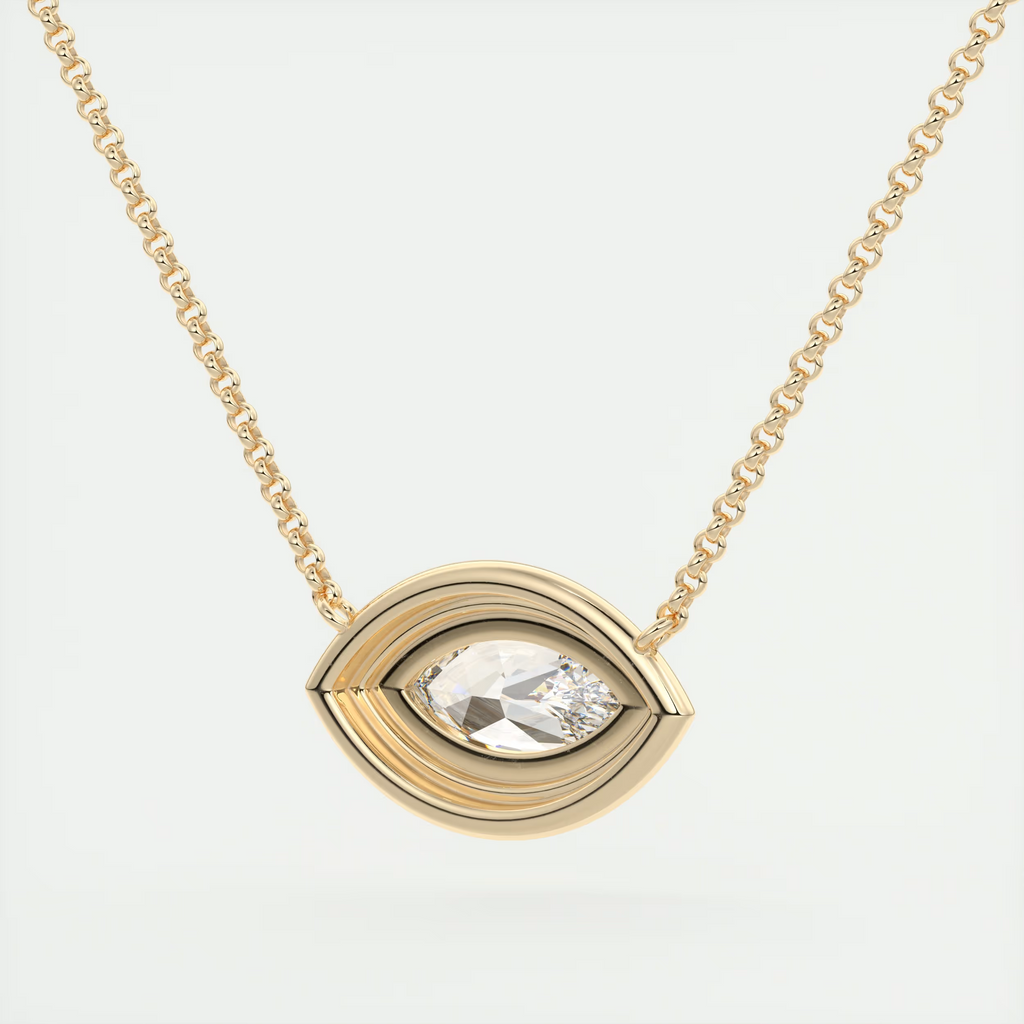 1.5 ct Marquise Bezel Set Pendant Necklace
