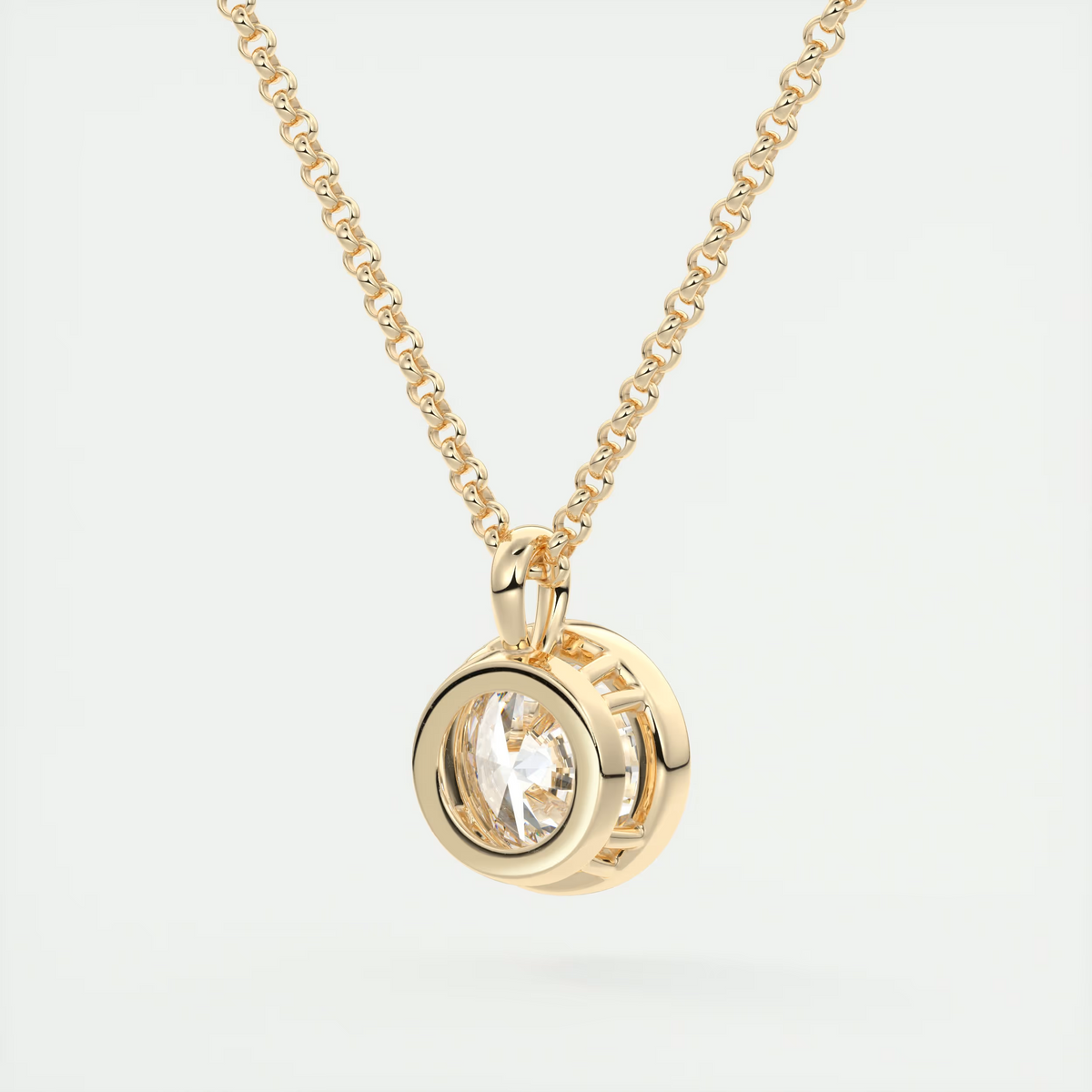 1.5 ct Round Bezel Set Pendant Necklace
