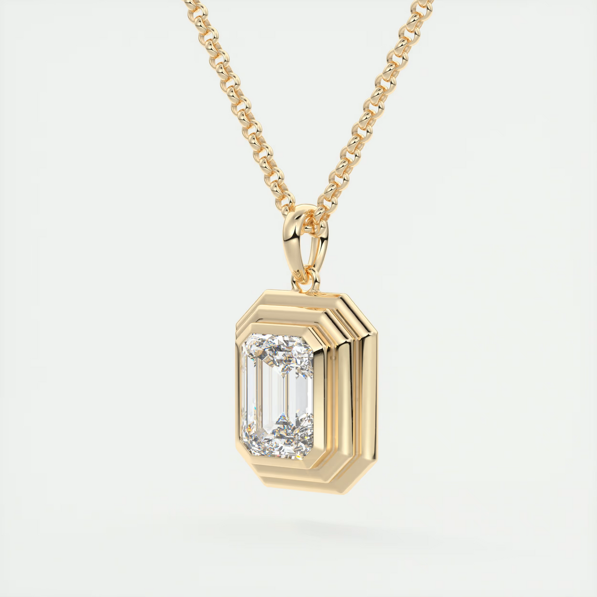 1.5 ct Emerald Bezel Set Pendant Necklace