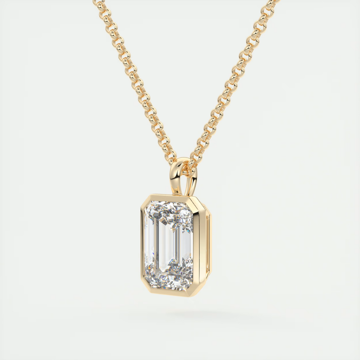 1.5 ct Emerald Bezel Set Pendant Necklace