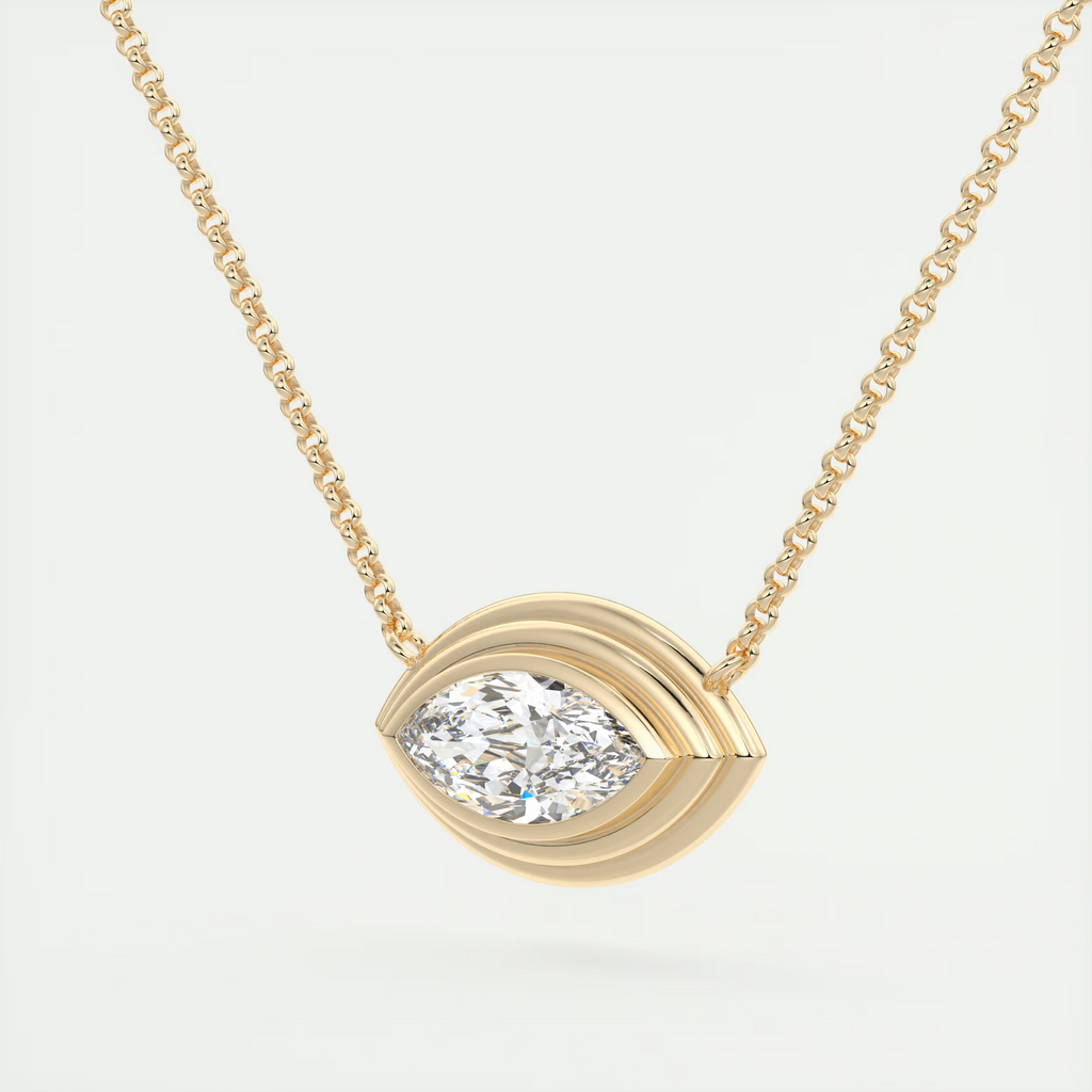 1.5 ct Marquise Bezel Set Pendant Necklace