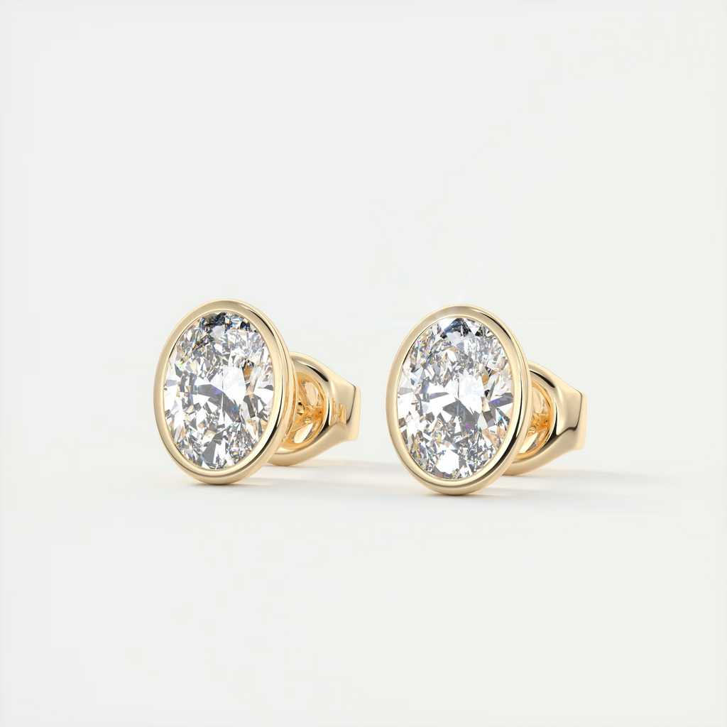 2 ct Oval Bezel Set Diamond Studs
