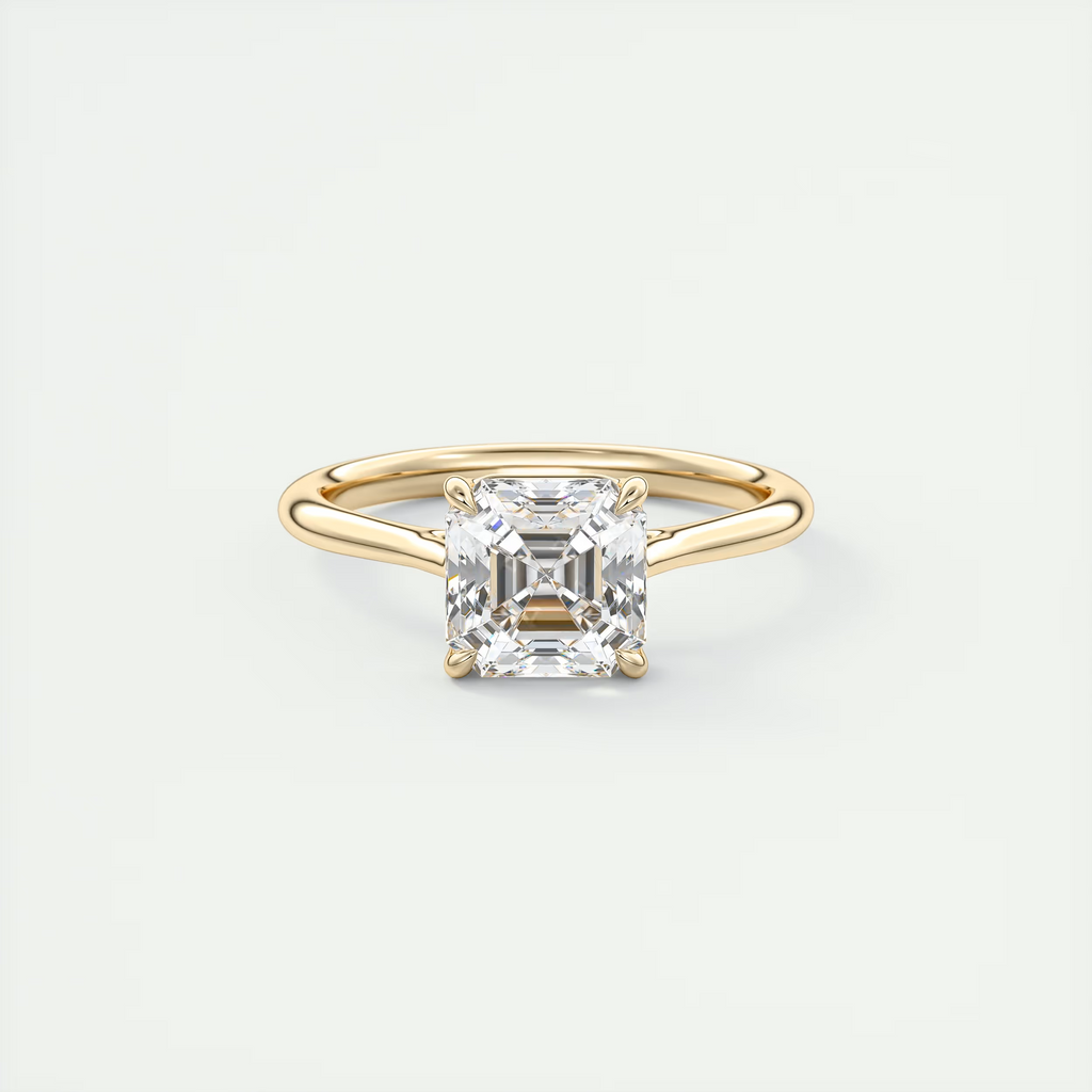 2 Carat Asscher Flush Set Stacking Solitaire (1.8mm Band)
