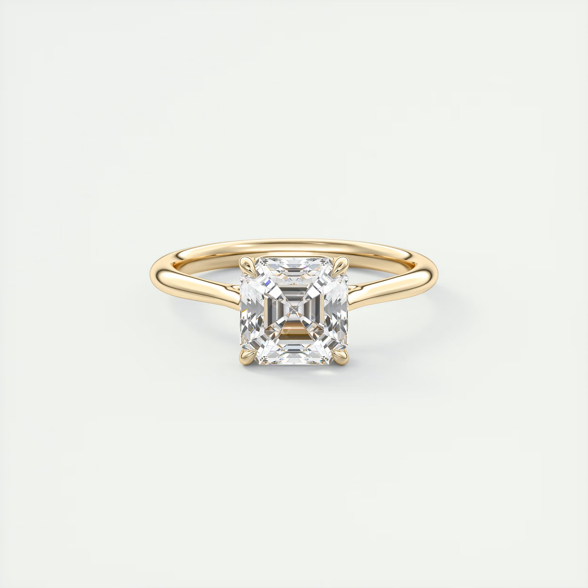 2 Carat Asscher Flush Set Stacking Solitaire (1.8mm Band)