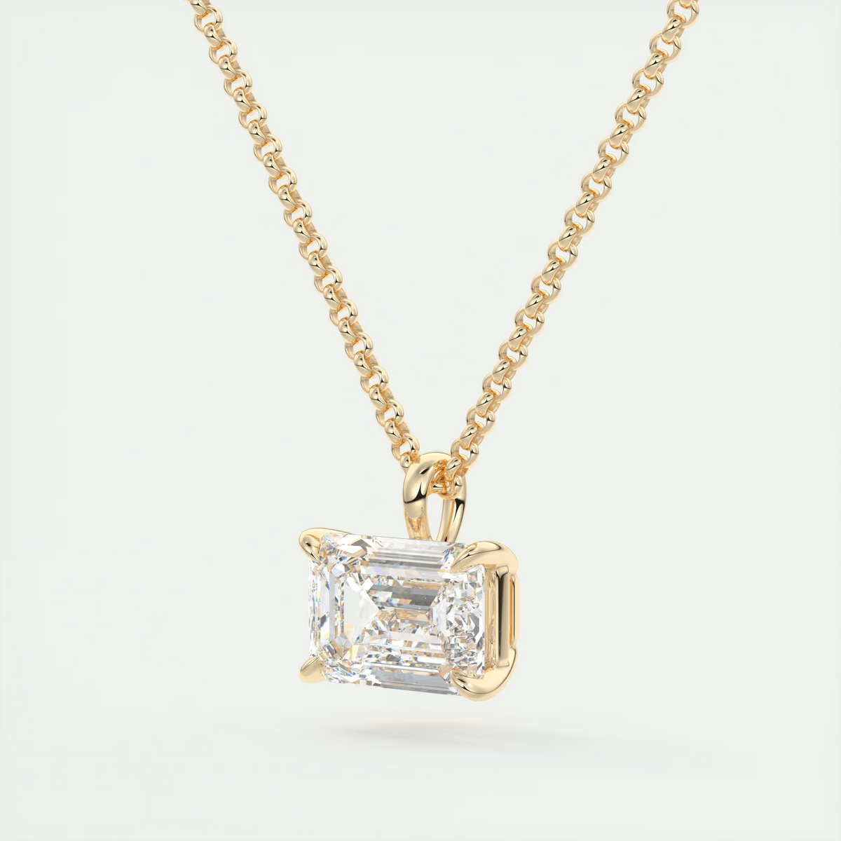 1.5 ct Emerald Prong Set Pendant Necklace