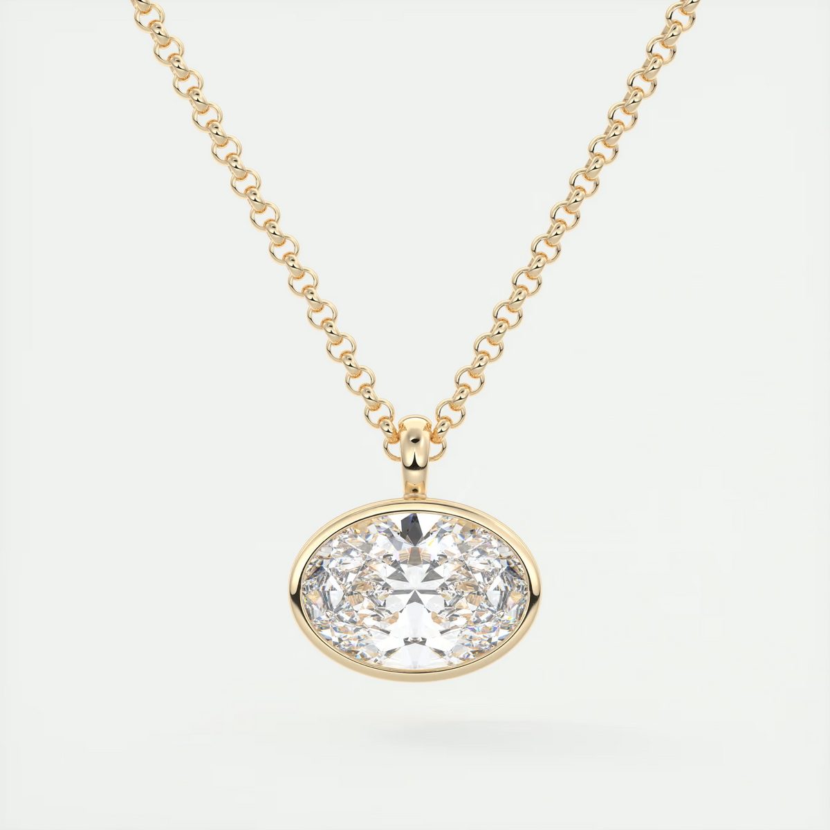 1.5 ct Oval Bezel Set Pendant Necklace