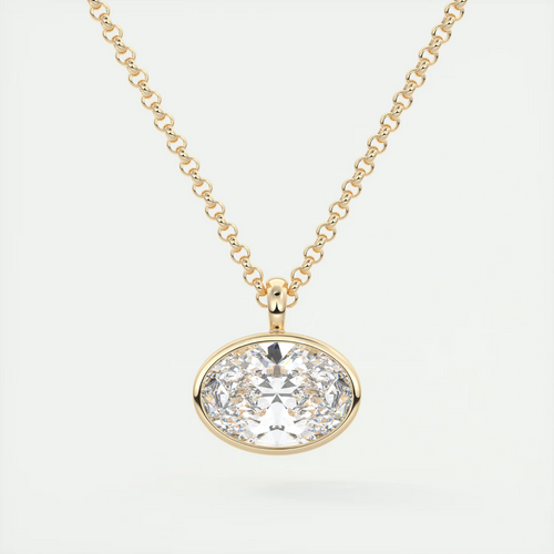 1.5 ct Oval Bezel Set Pendant Necklace