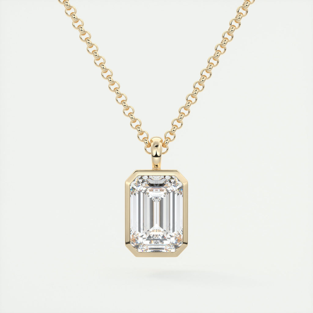 1.5 ct Emerald Bezel Set Pendant Necklace