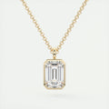 1.5 ct Emerald Bezel Set Pendant Necklace