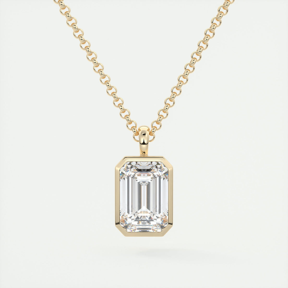 1.5 ct Emerald Bezel Set Pendant Necklace