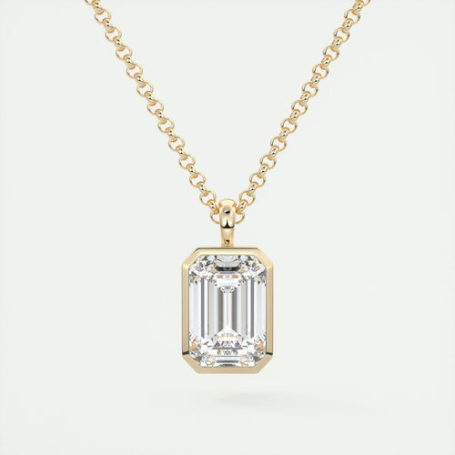 1.5 ct Emerald Bezel Set Pendant Necklace