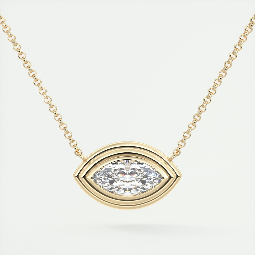 1.5 ct Marquise Bezel Set Pendant Necklace