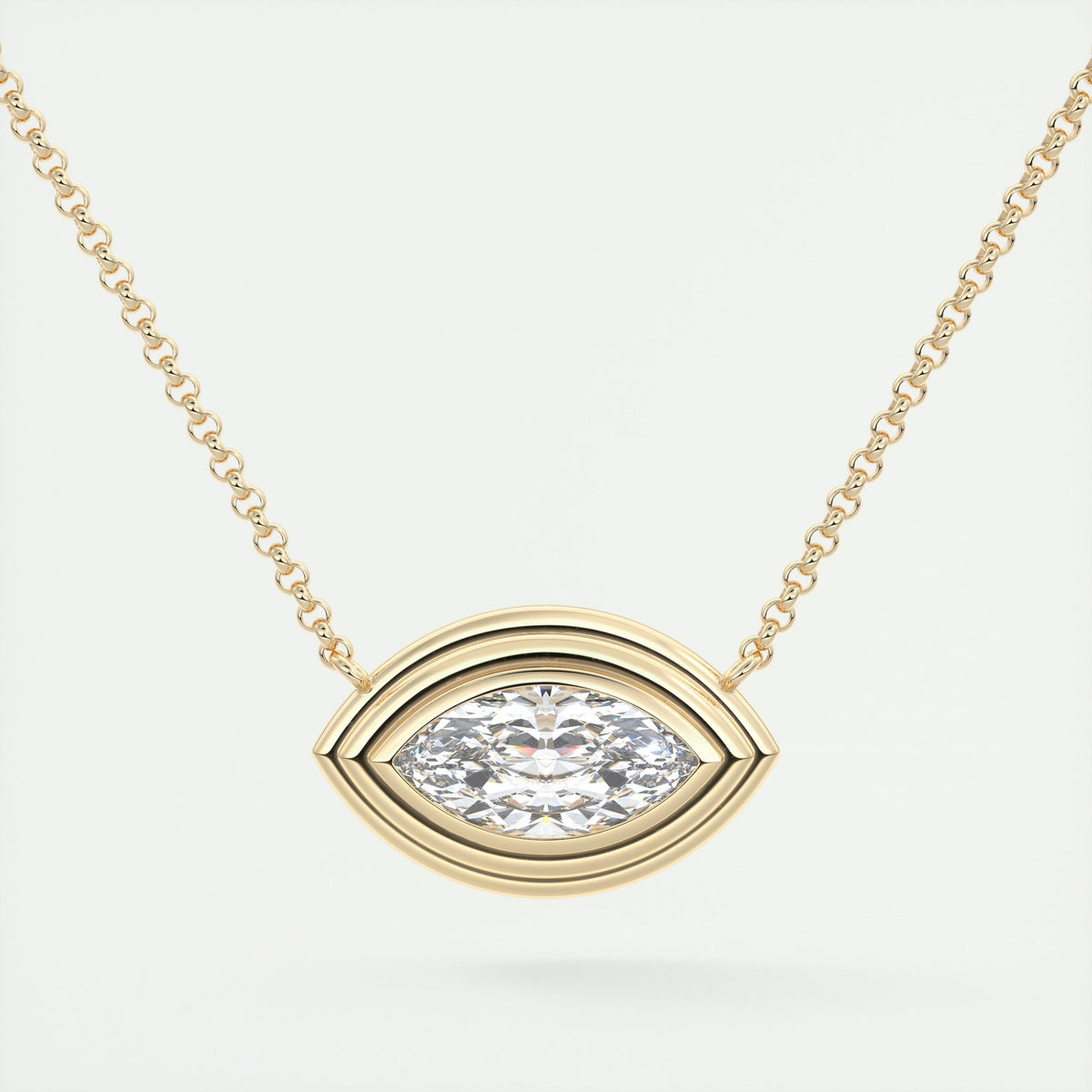 1.5 ct Marquise Bezel Set Pendant Necklace