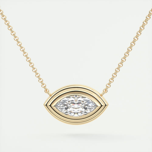1.5 ct Marquise Bezel Set Pendant Necklace