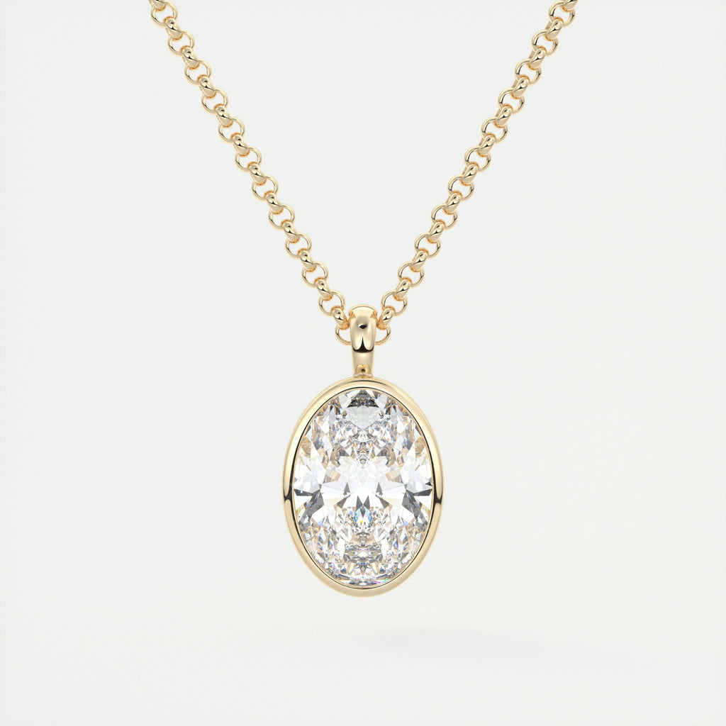 1.5 ct Oval Bezel Set Pendant Necklace