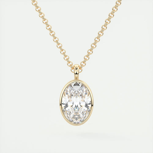 1.5 ct Oval Bezel Set Pendant Necklace