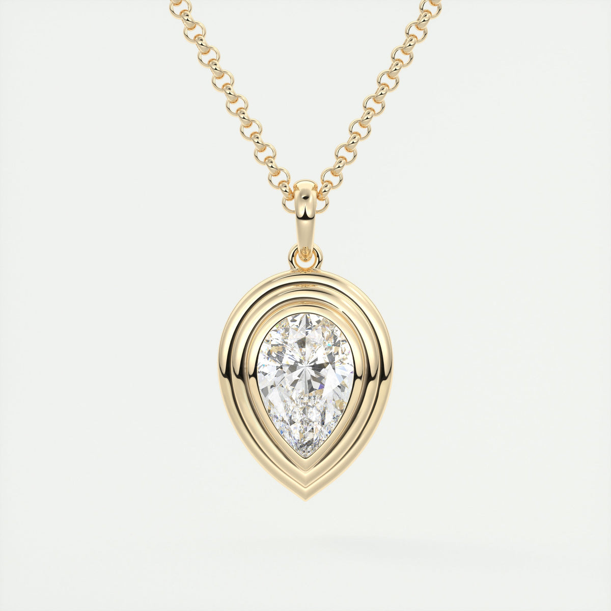 1.5 ct Pear Bezel Set Pendant Necklace