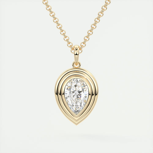 1.5 ct Pear Bezel Set Pendant Necklace
