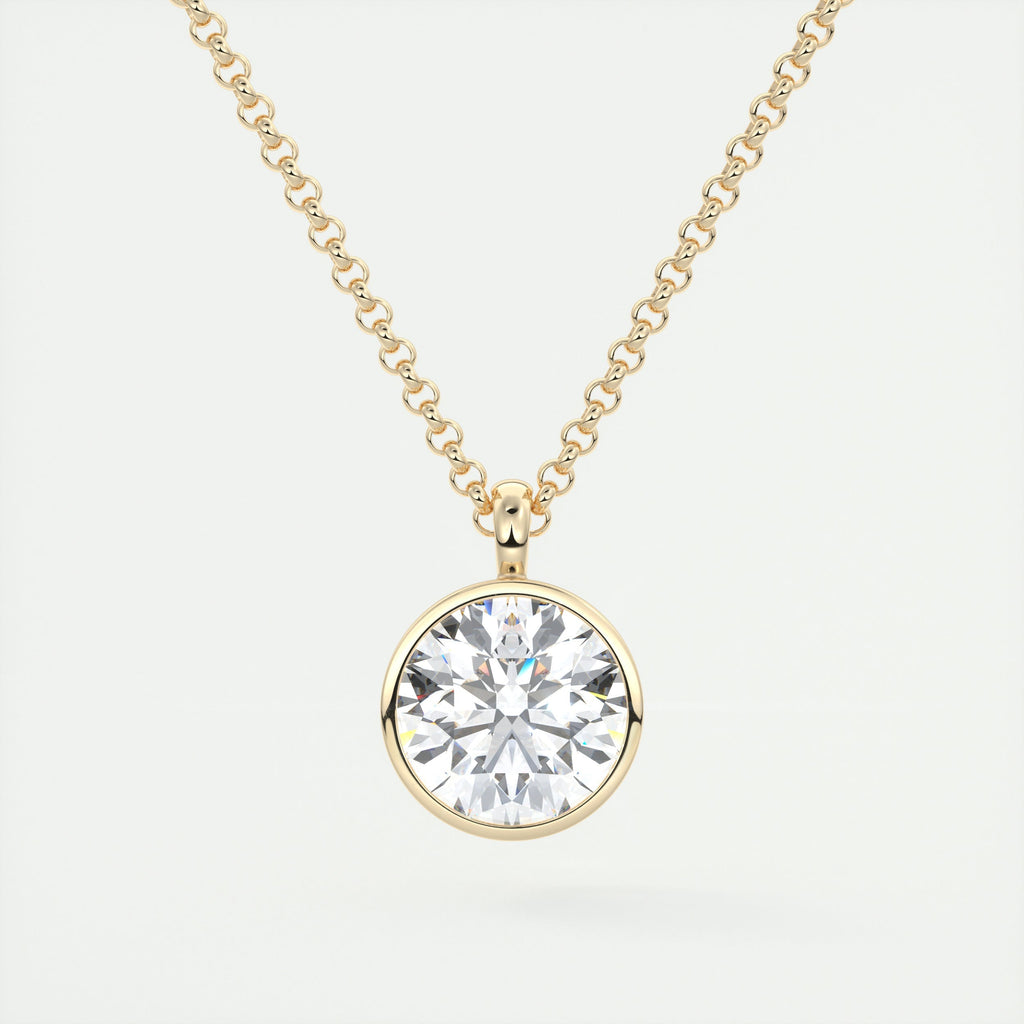 1.5 ct Round Bezel Set Pendant Necklace